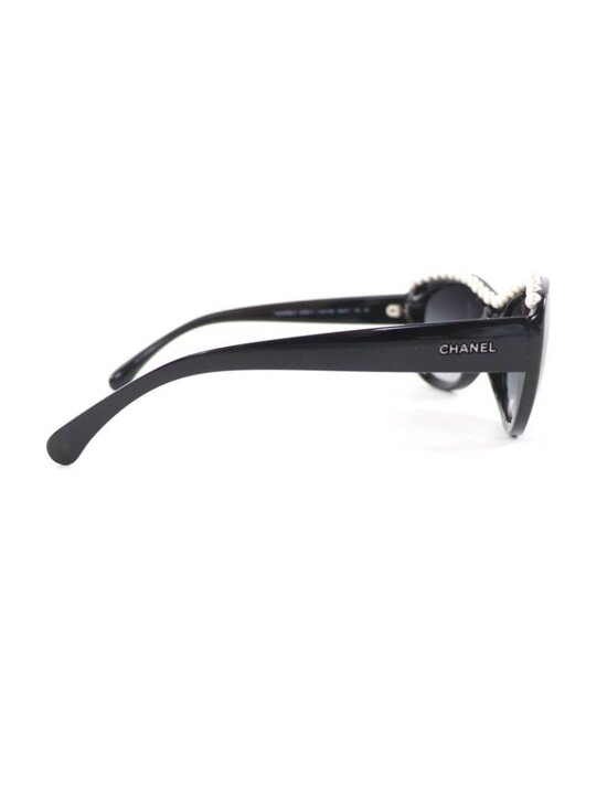 Chanel Logo Faux Pearl Sunglasses Eyewear Black main image 11